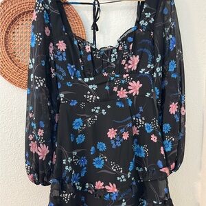 B Darlin Pink and Blue Ruffled Tie Front Dress